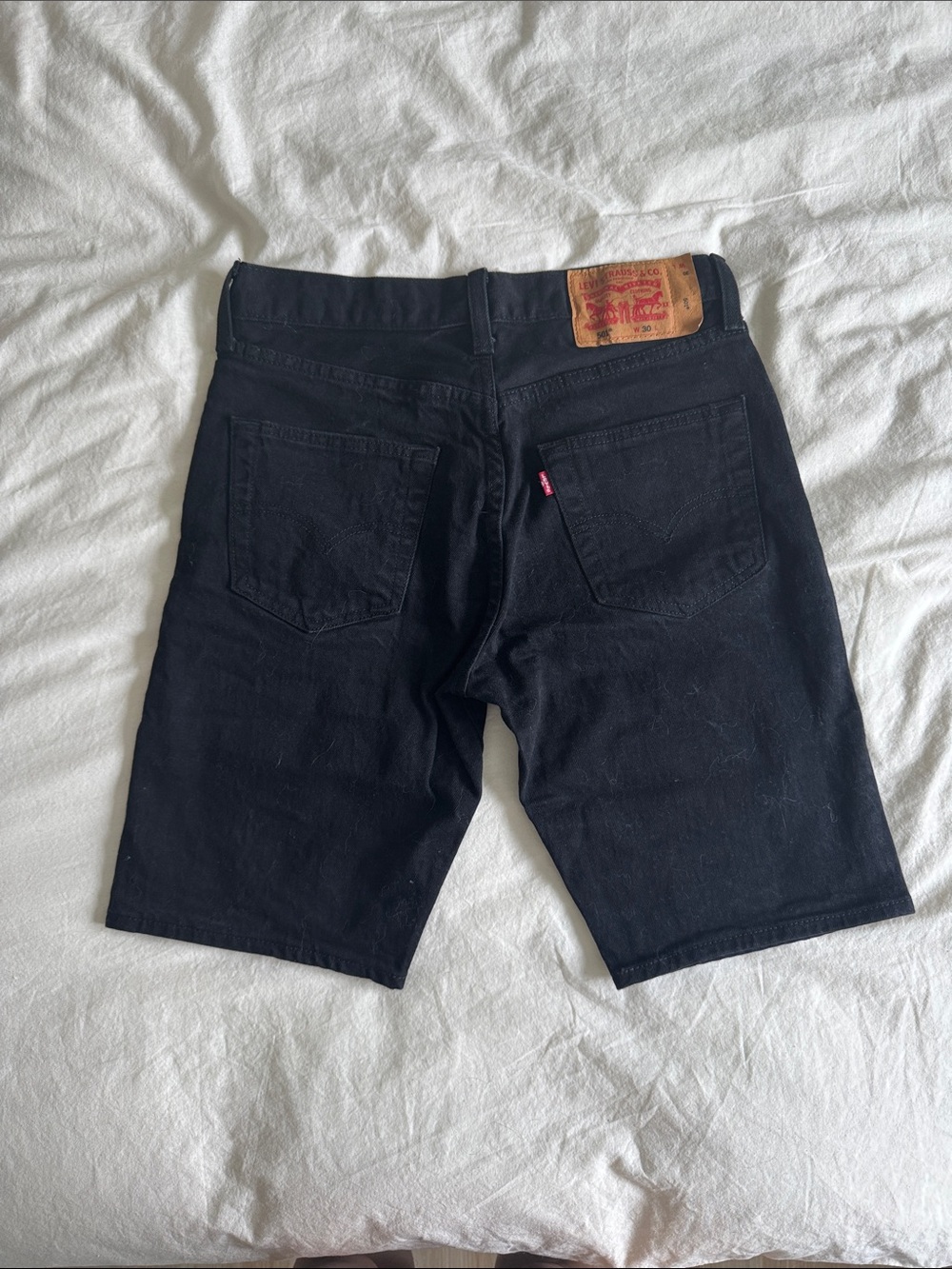Levi's Black Denim Men's Shorts with Leather Patch